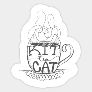 Kitty Cat - Tea Lover Lettering Art - Visual Pun - Mug - Pale Green Sticker